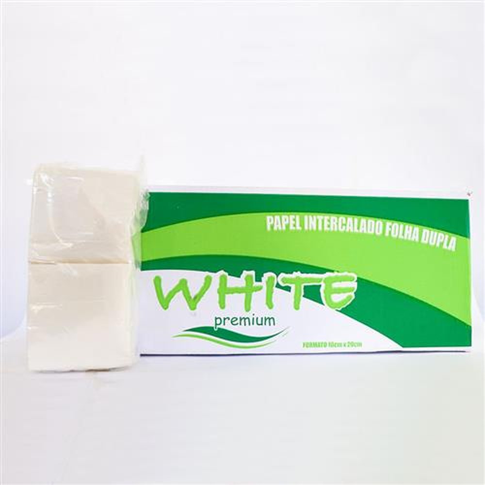 PAPEL HIGIENICO INTERCALADO KAI KAI FOLHA DUPLA CAIXA C/ 8.000 UNIDADES 10 X 20 CM WHITE PREMIUM