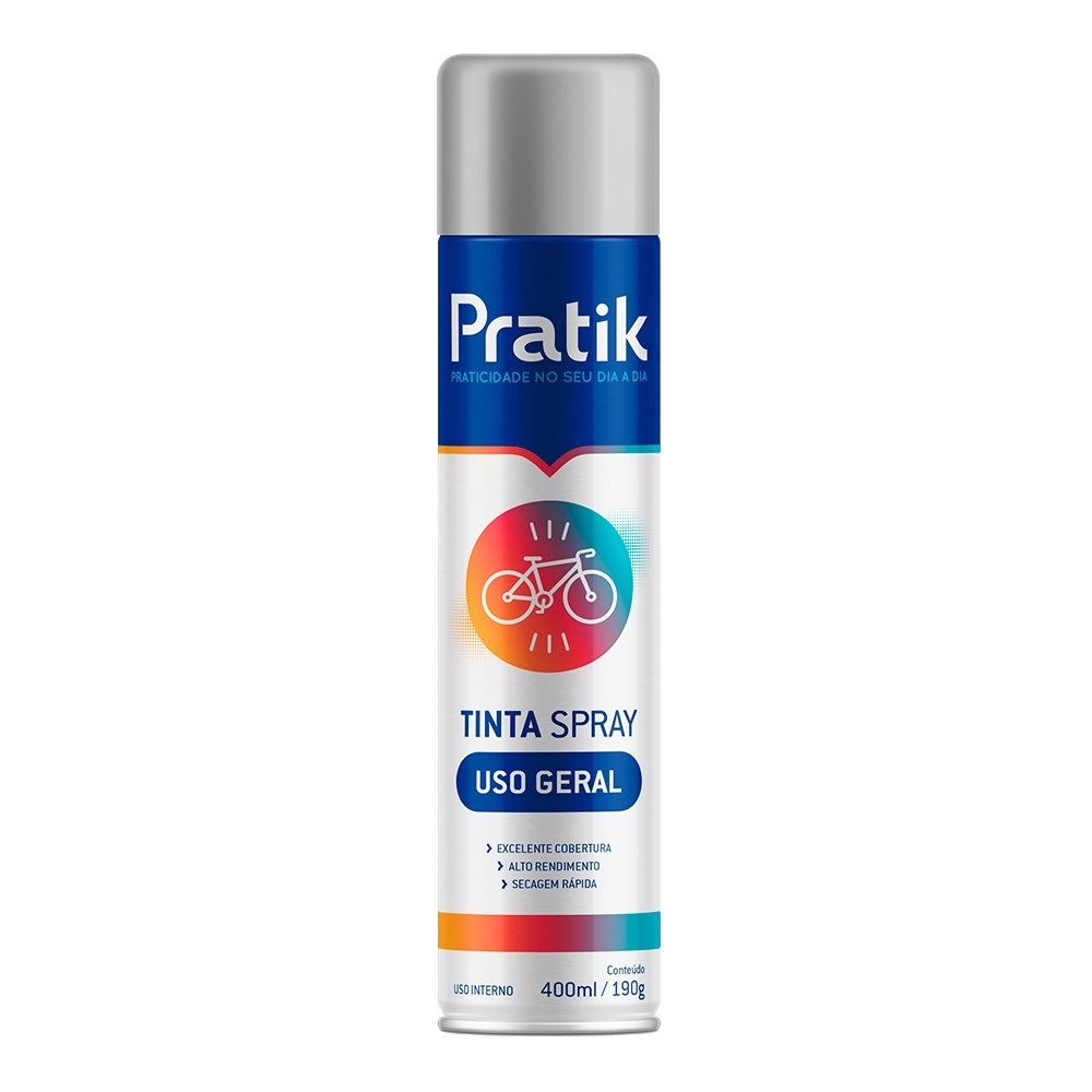 Tinta Spray Pratik Uso Geral Alumínio para Roda 400ml