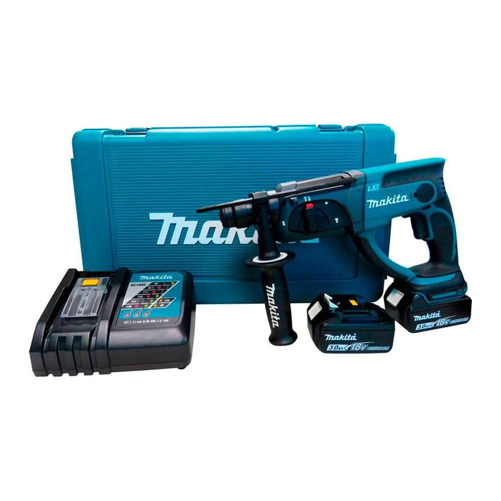 Martelete Combinado Makita DHR202RFE, Preto/Azul, Bateria