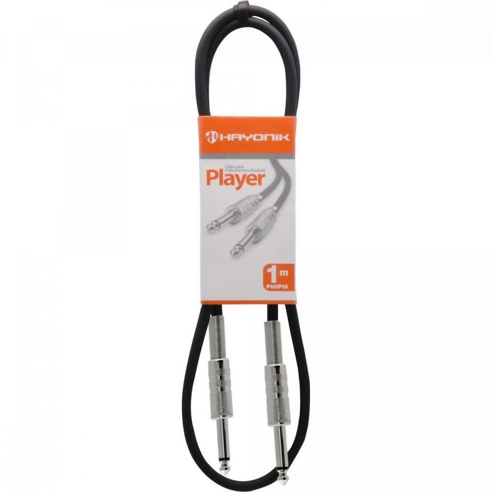 Cabo para Instrumentos P10 X P10 1 metro PLAYER Preto HAYONIK