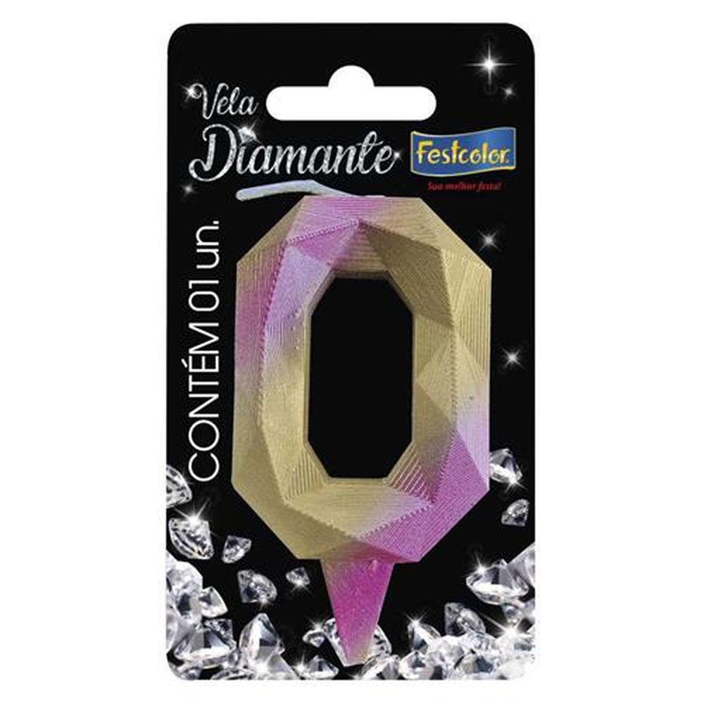 Vela Diamante Rosa Dourada N 0