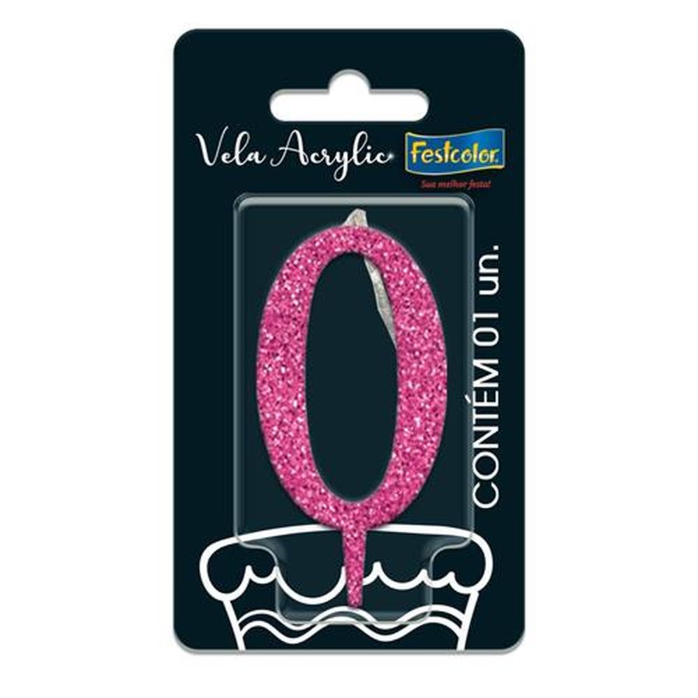 Vela Acrylic Glitter Rosa N 0