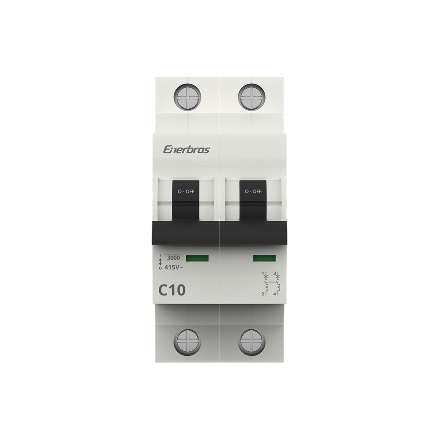 Disjuntor Termomagnético 3Ka 2P C 10A Din Enerbras