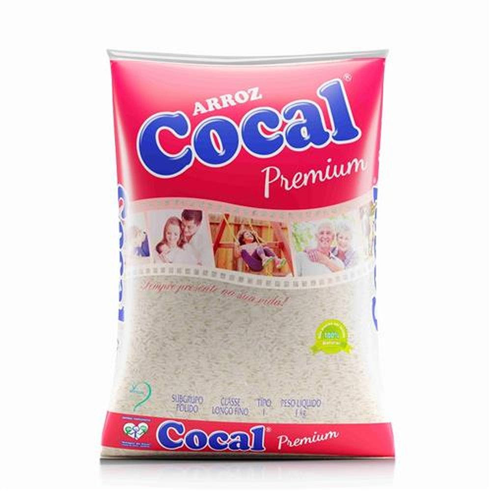 Arroz Cocal Premium 1kg - Embalagem contém 15 pacotes