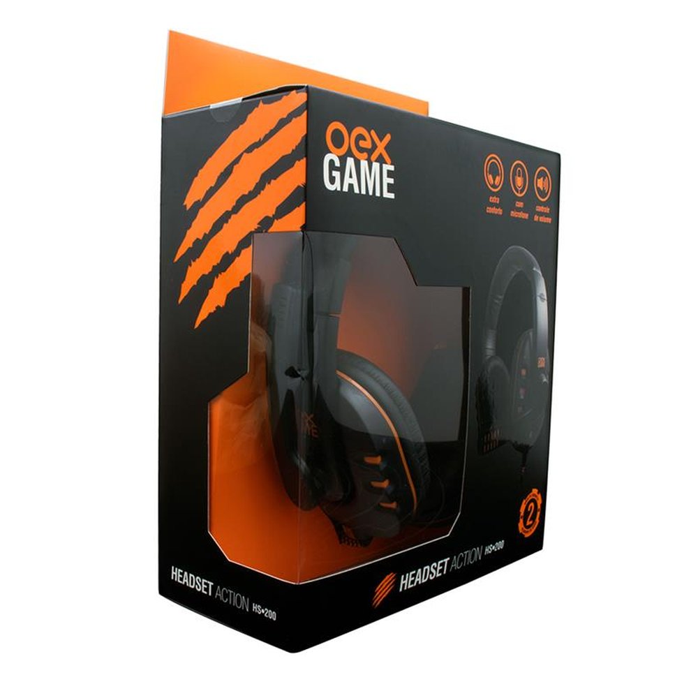 Headset Gamer - Action Preto HS200 - Conector P2 - Oex Game