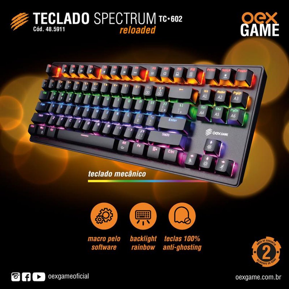 Teclado Spectrum Reloaded - Preto - Tc602