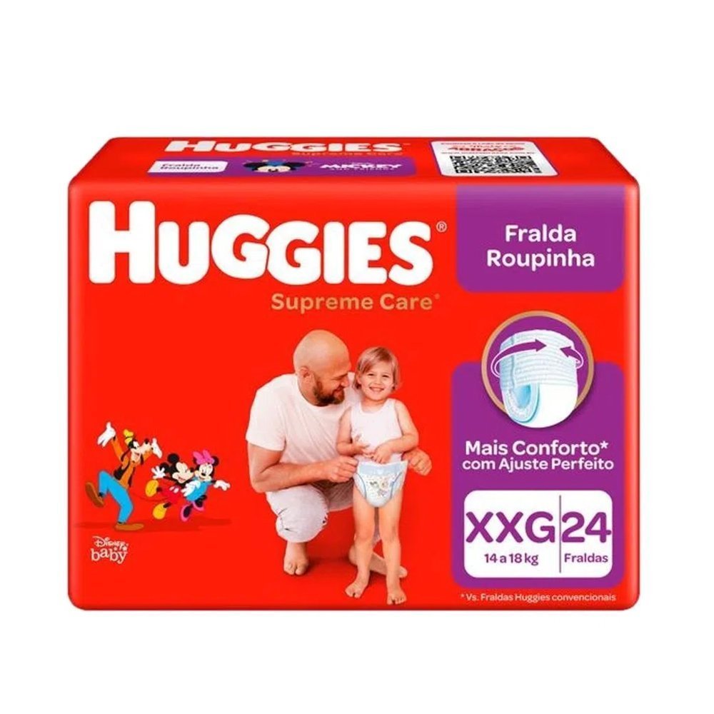 Fralda Descartável Infantil Roupinha Huggies Supreme Care Tamanho XXG Pacote 24un