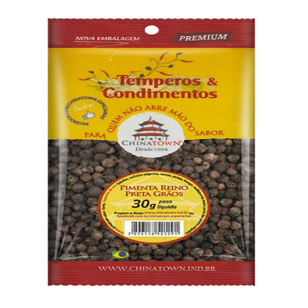 Pimenta Preta Grão - Caixa com 24 unidades com 30 g cada.