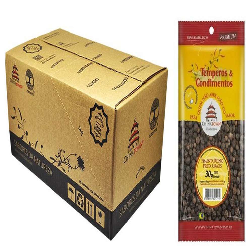 Pimenta Preta Grão - Caixa com 24 unidades com 30 g cada.