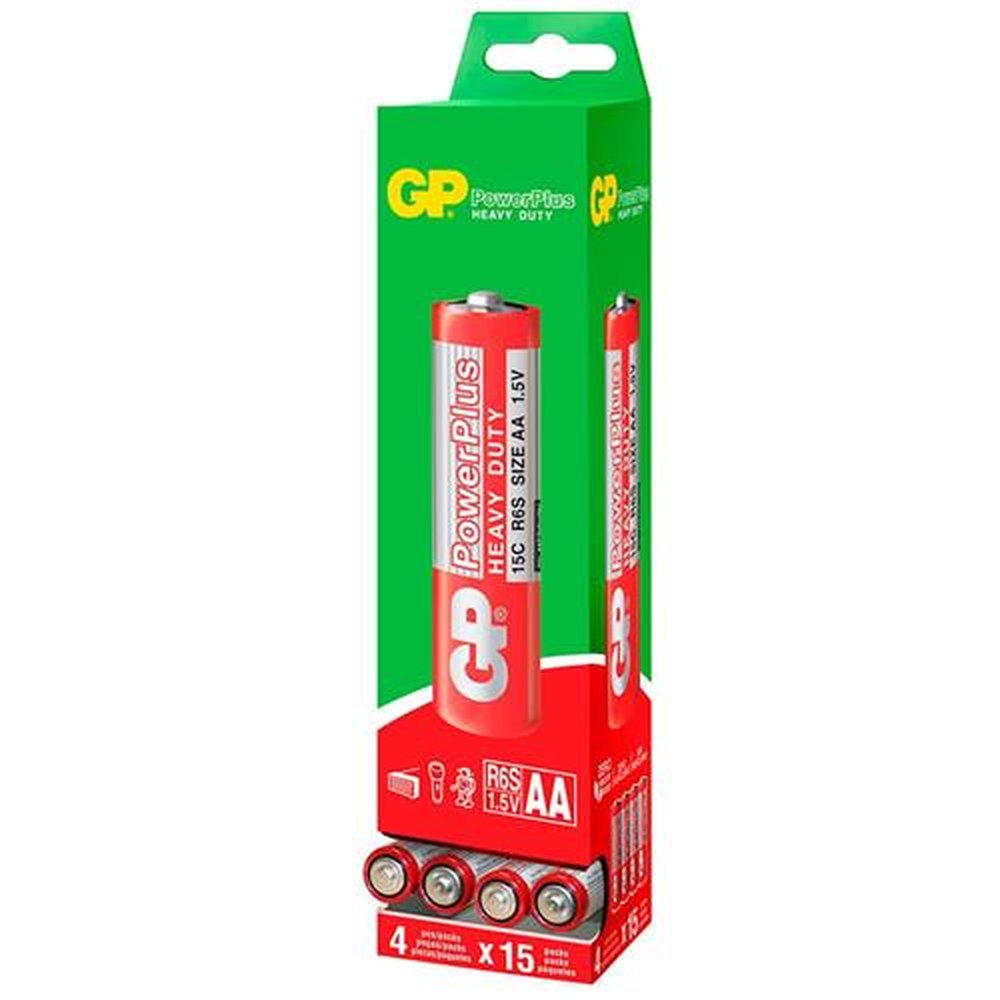 Pilha Comum GP Pequena AA PowerPlus - Tubo Com 60 Unidades GP15CRB-2S4