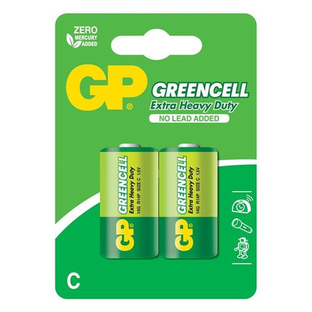 Pilha Comum GP Media C Greencell Blister Com 2 Unidades 14G-C2