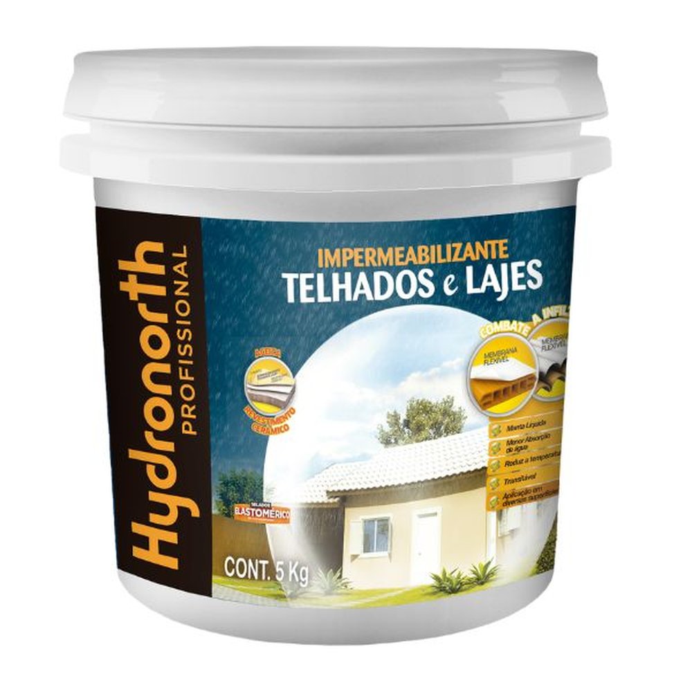 Impermeabilizante Telhados e Lajes Hydronorth Branco Galão Plástico 05 Kg