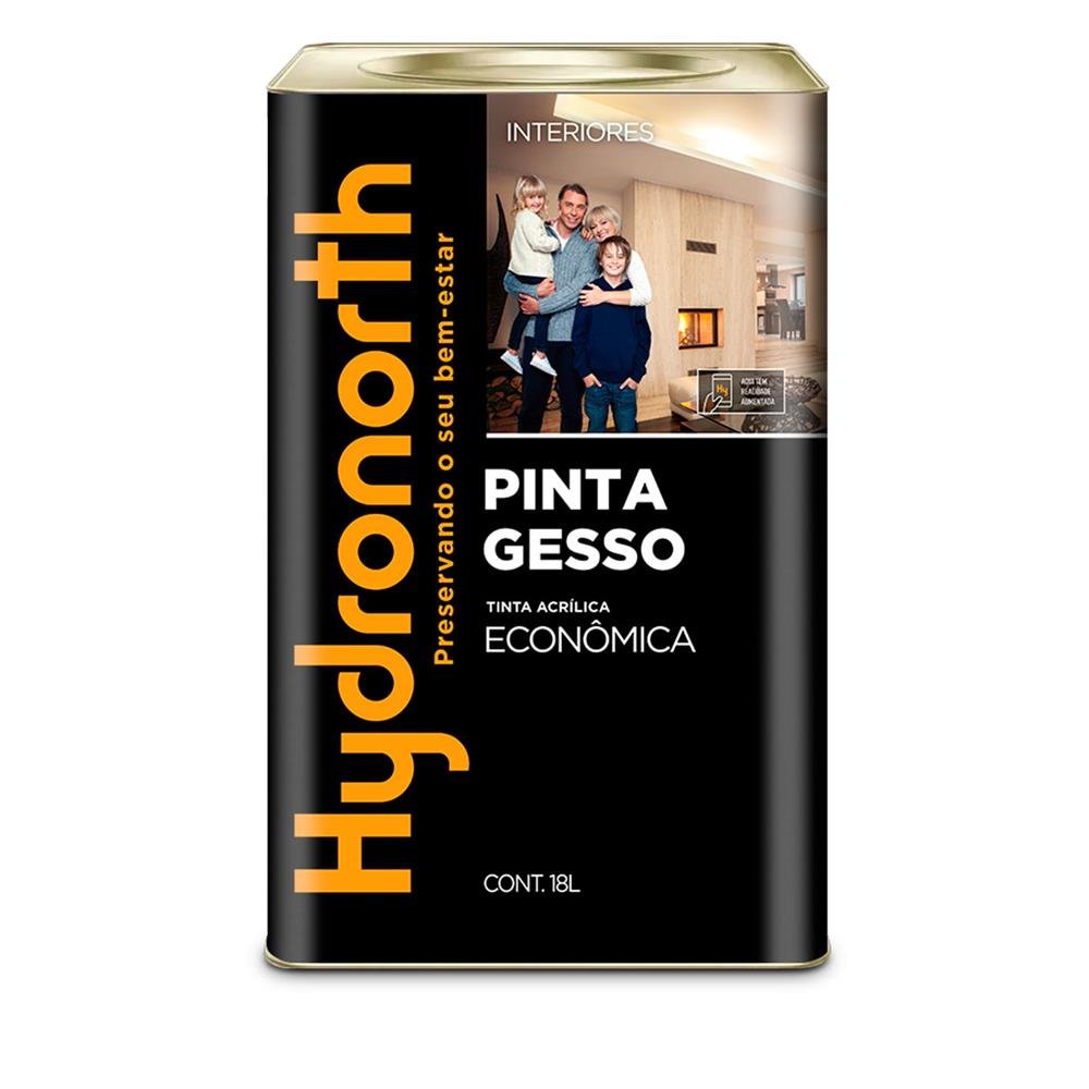 Tinta Pinta Gesso Acrílico Econômico Fosco Hydronorth Branco Neve Lata 18 L