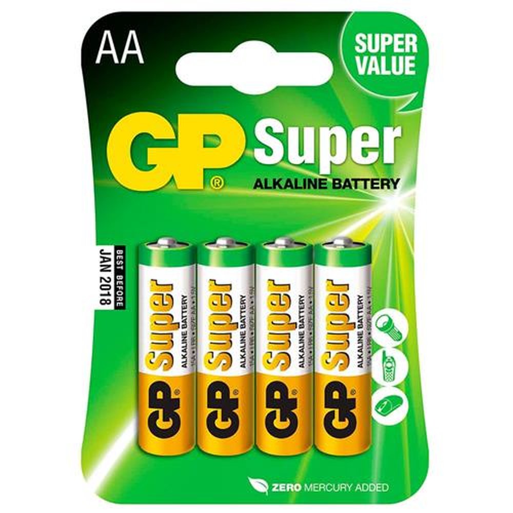 Pilha Alcalina GP Pequena AA Blister Com 4 Unidades 15A-C4