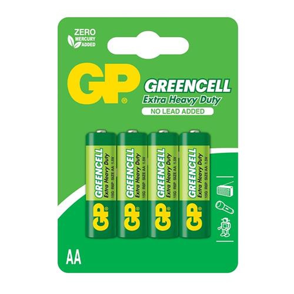 Pilha Comum GP Pequena AA Greencell Blister Com 4 Unidades 15G-C4