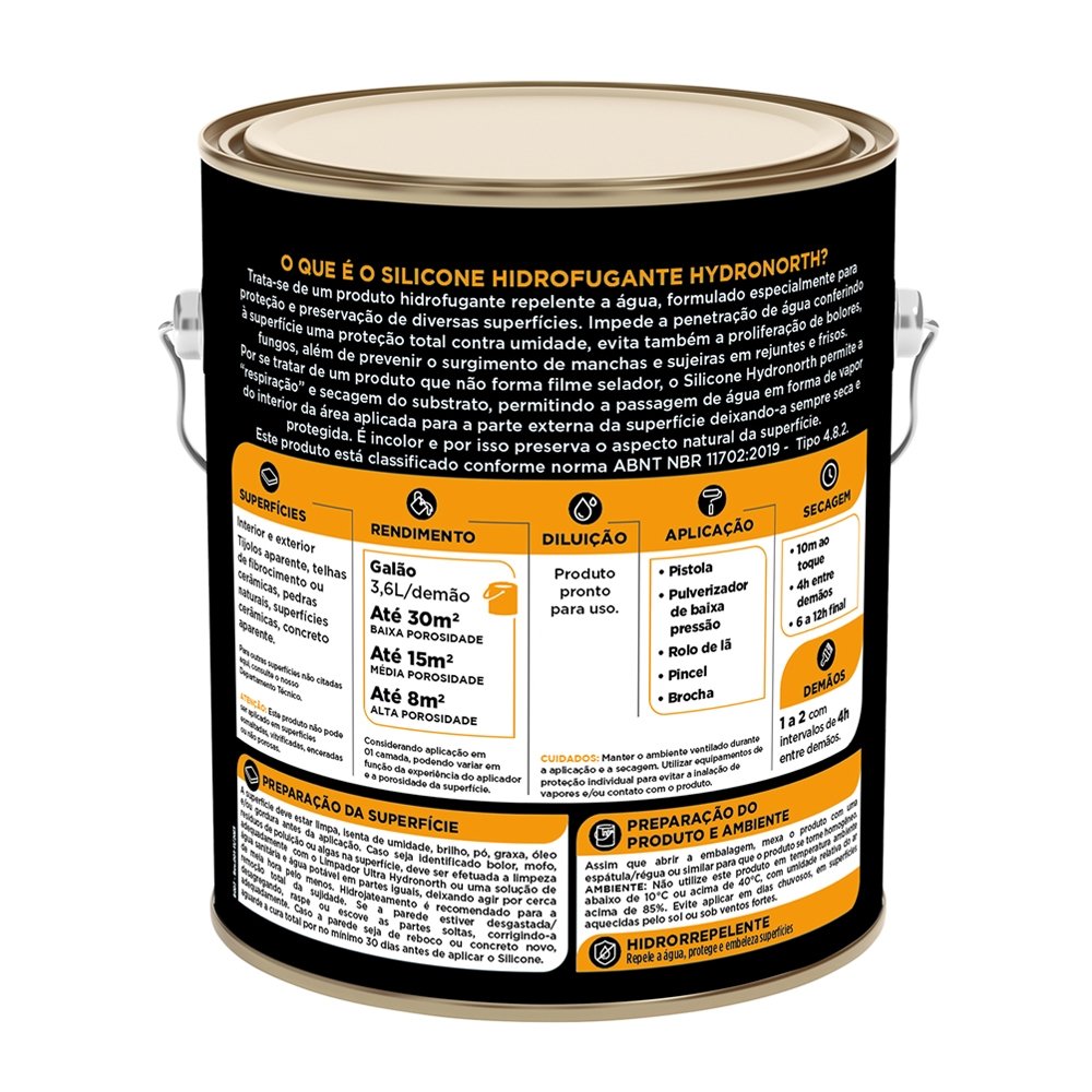 Silicone Hidrofugante Hydronorth Incolor Galão 3,6 Litros