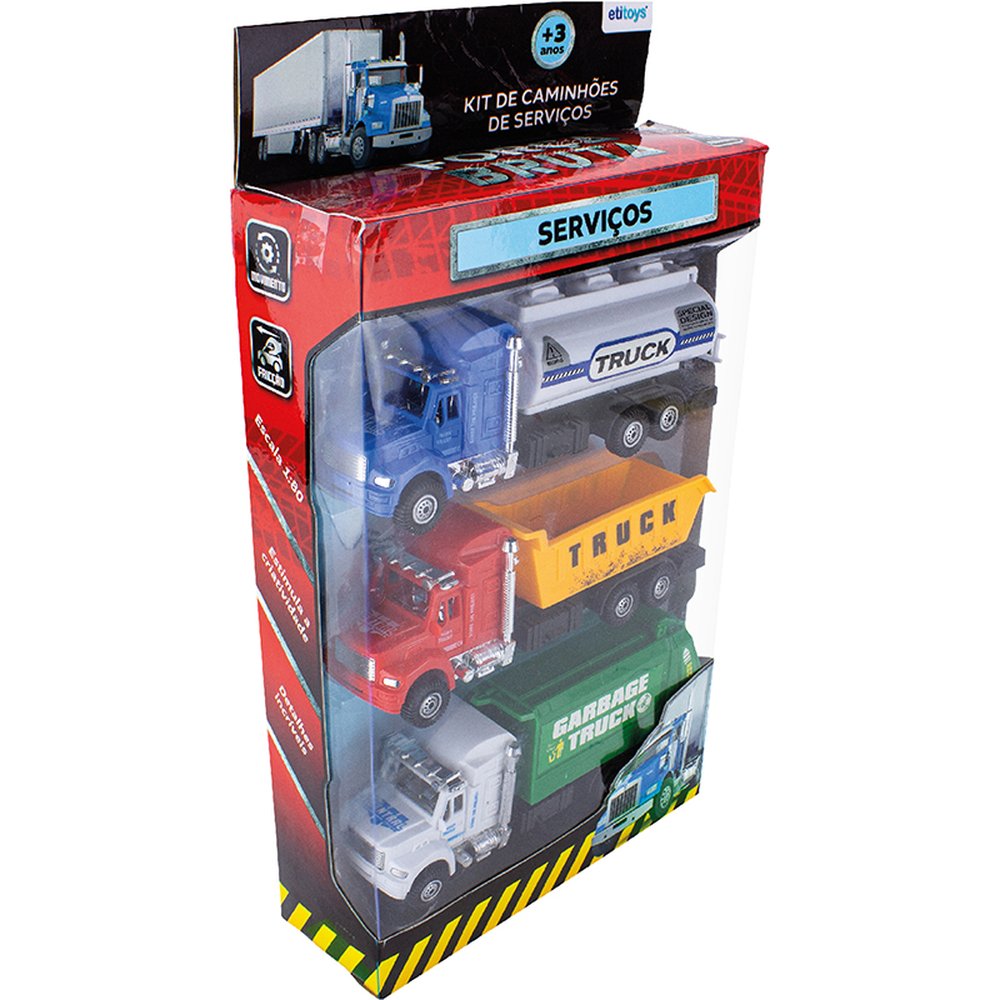 Caminhao Construcao Friccao 3 Pecas - Etitoys