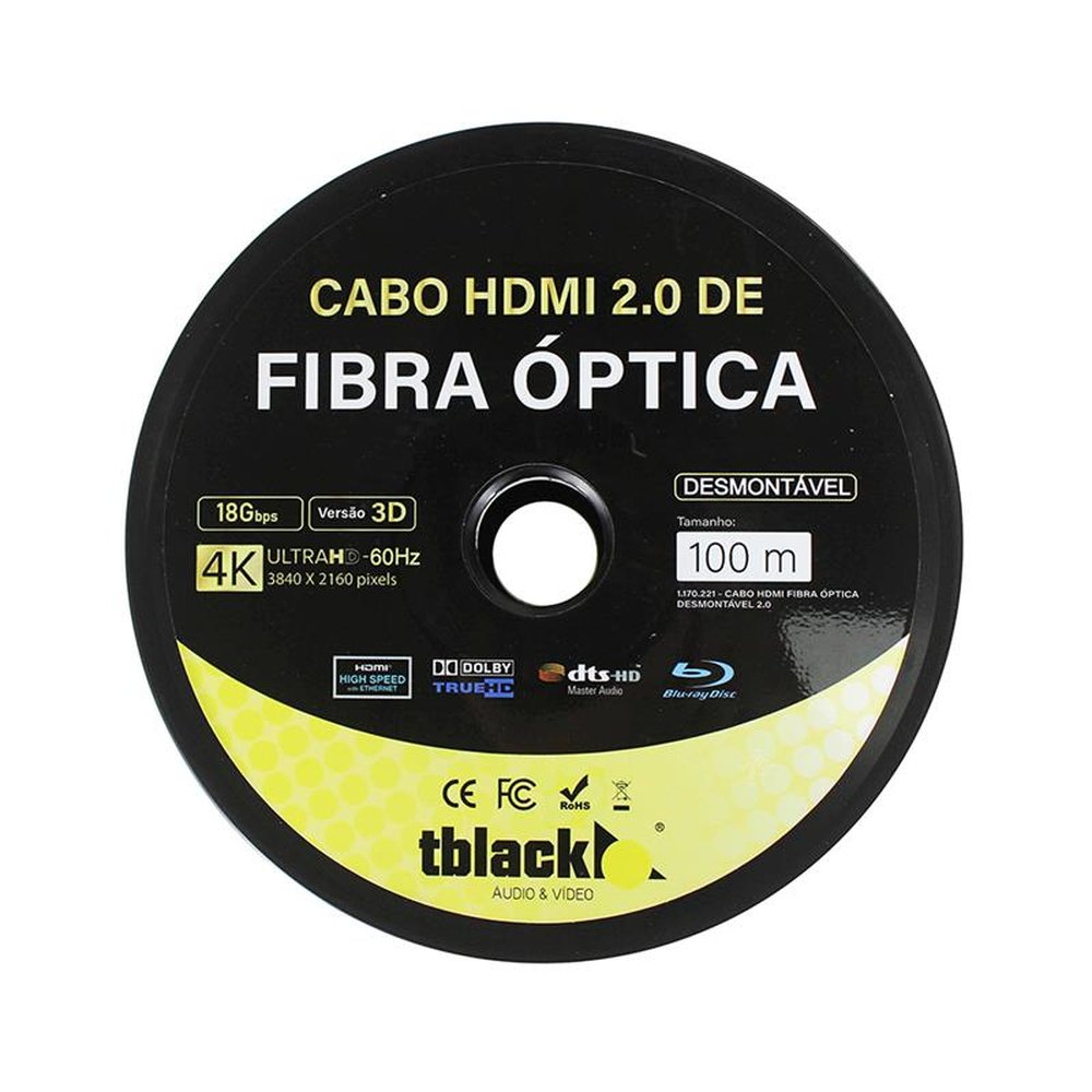 Cabo Hdmi Fibra Optica Desmontavel 2.0 100M