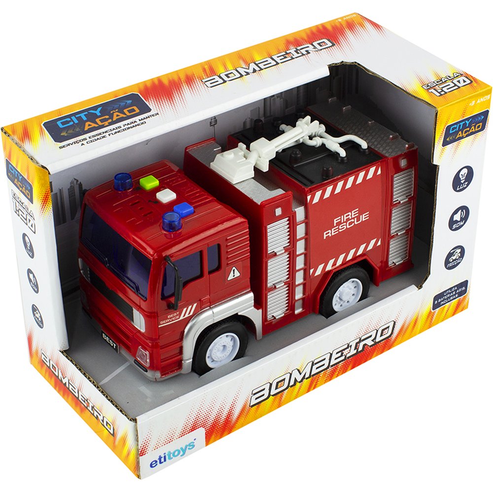 Caminhao Bombeiro Som E Luz - Etitoys
