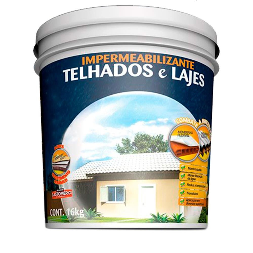 Impermeabilizante Telhados e Lajes Hydronorth Branco Balde Plástico 16 Kg