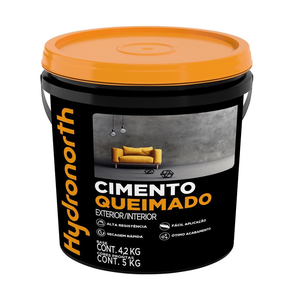 Cimento Queimado Fosco Hydronorth Cinza Cronos Galão Plástico Retangular 5 Kg