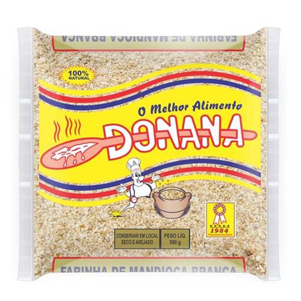 Farinha Mandioca Branca 500g Donana - Embalagem Contém 25 Unidades