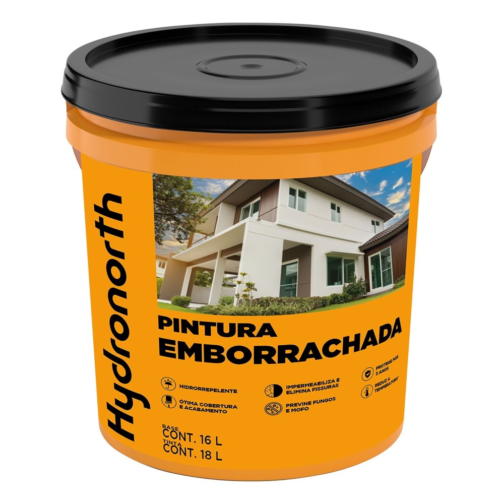 Pintura Emborrachada Hydronorth Impermeabilizante Cinza Rupestre Balde 18 Litros