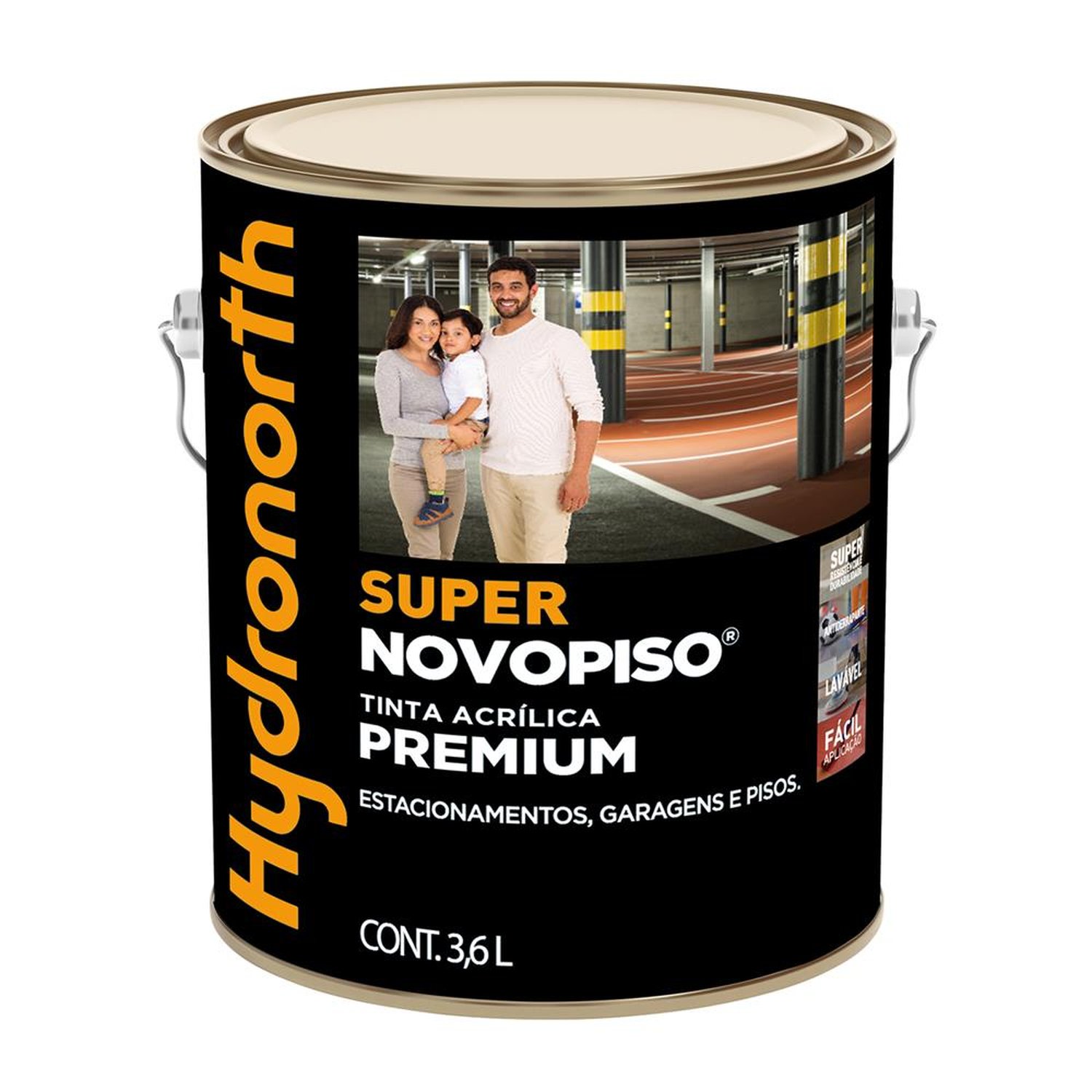 Tinta Acrílica Super Novopiso Semi Brilho Hydronorth Amarelo Demarcação Galão 3,6 L