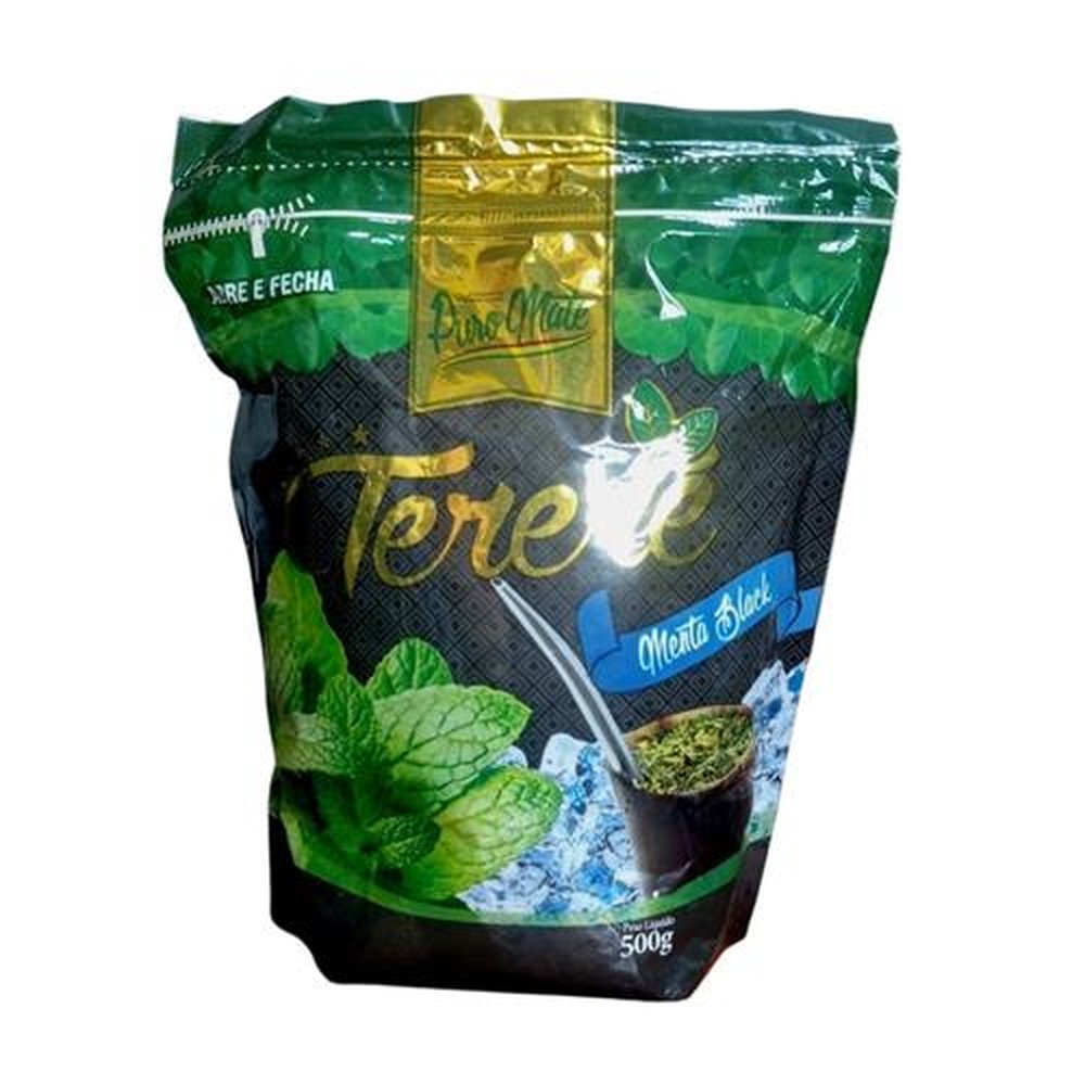 Erva Para Tereré Puro Mate Menta Black 500g - Embalagem com 12 unidades.