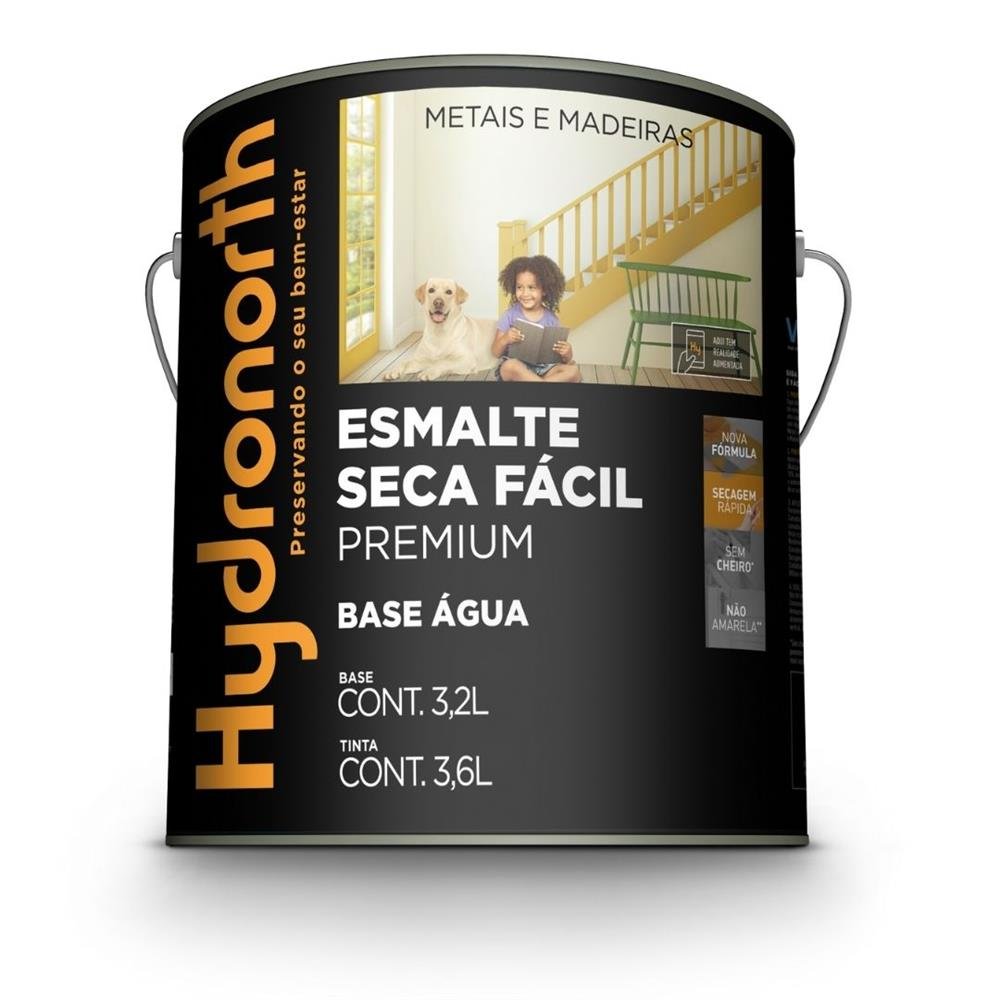 Esmalte Sintético Secagem Rápida Alto Brilho Hydronorth Preto Galão 3,6 L