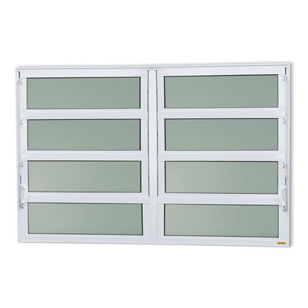 Basculante 2 Seções 80 X 120 Elite Vidro Boreal Branco Brilhante