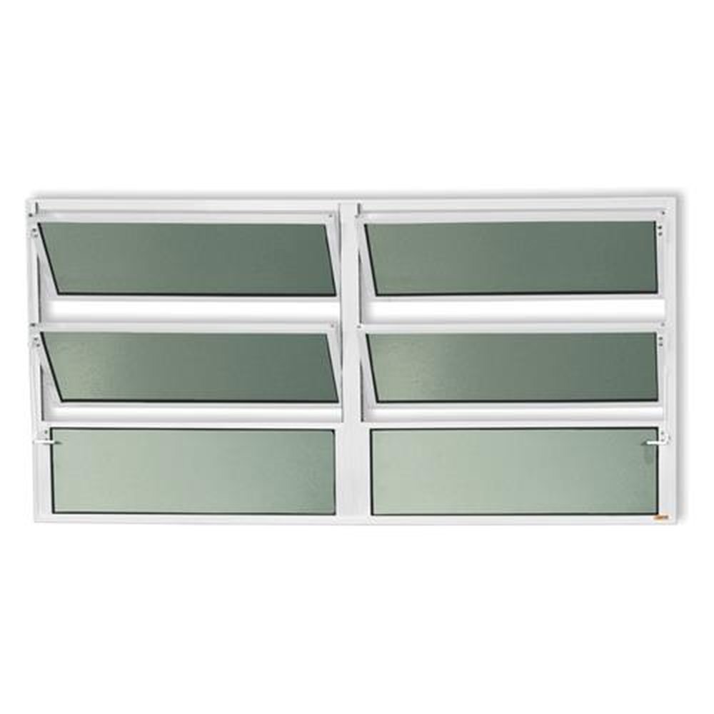 Basculante 2 Seções 60 X 200 Plus Vidro Boreal Branco Brilhante