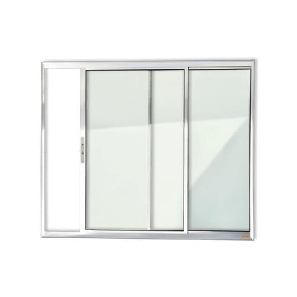 Janela Confort 2 Folhas 100 X 150 Vidro Liso Anodizado Brilhante