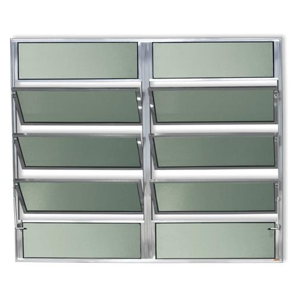 Basculante 2 Seções100 X 150 Plus Vidro Boreal Anodizado Brilhante