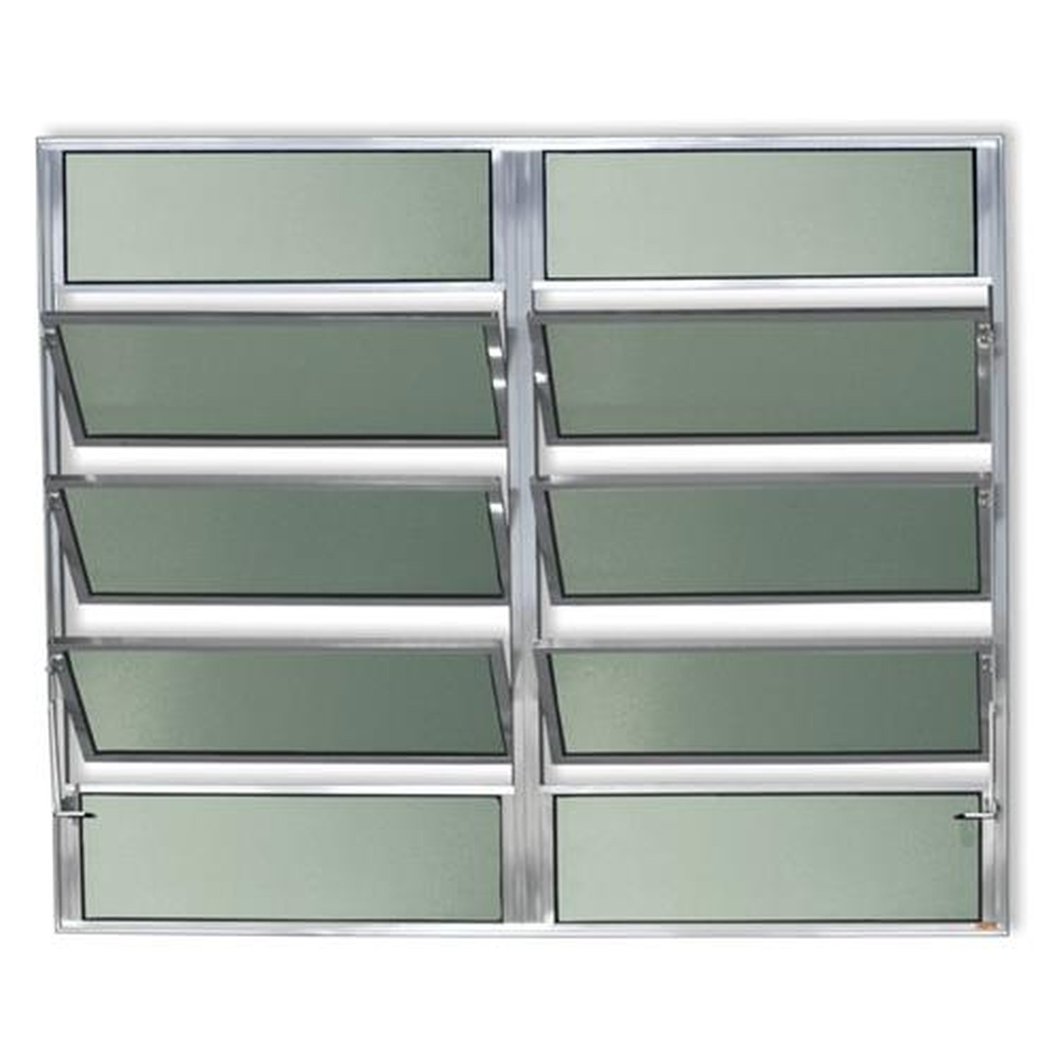 Basculante 2 Seções100 X 150 Plus Vidro Boreal Anodizado Brilhante