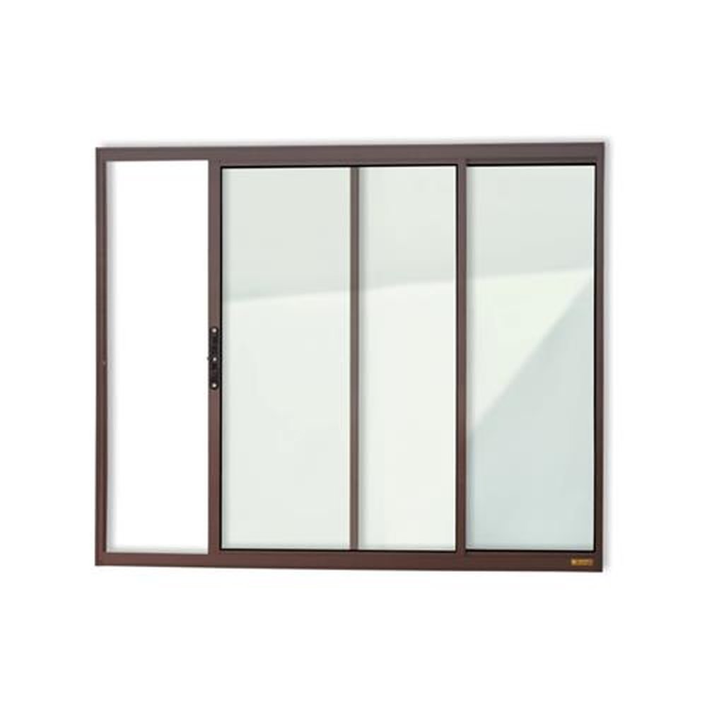 Janela Confort 2 Folhas 100 X 120 Vidro Liso Marrom Corten