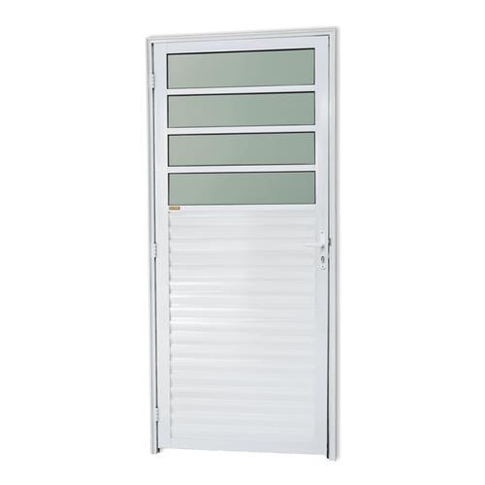 Porta de Cozinha 86 Lado Direito Super Vidro Boreal Branco Brilhante