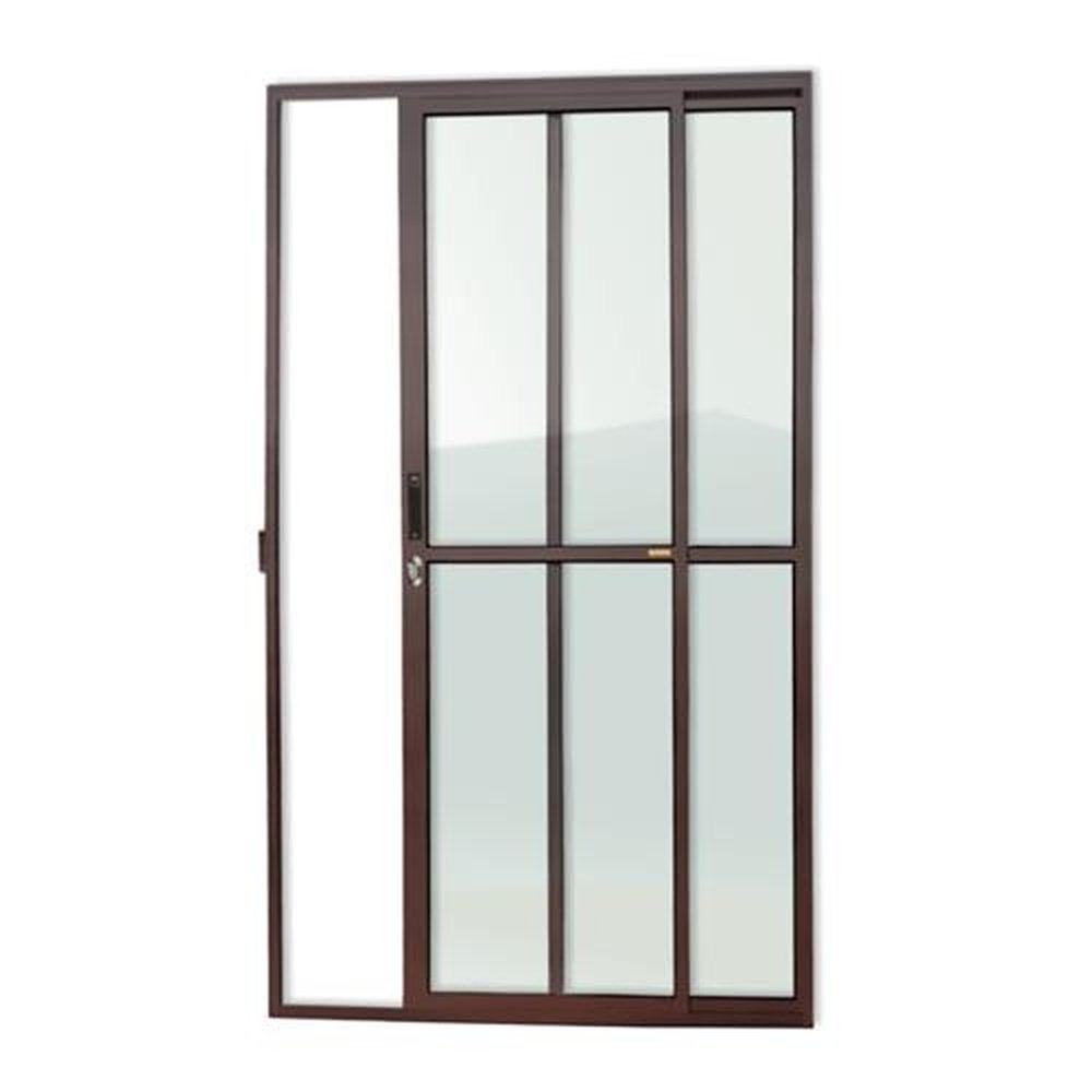 Porta de Correr 2 Folhas 210 X 120 Super Vidro Liso Marrom Corten