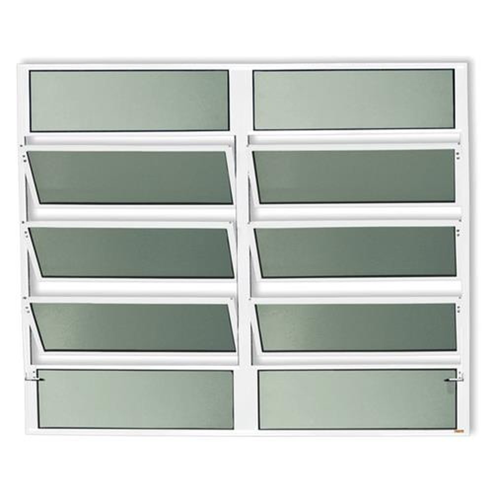 Basculante 2 Seções100 X 150 Plus Vidro Boreal Branco Brilhante