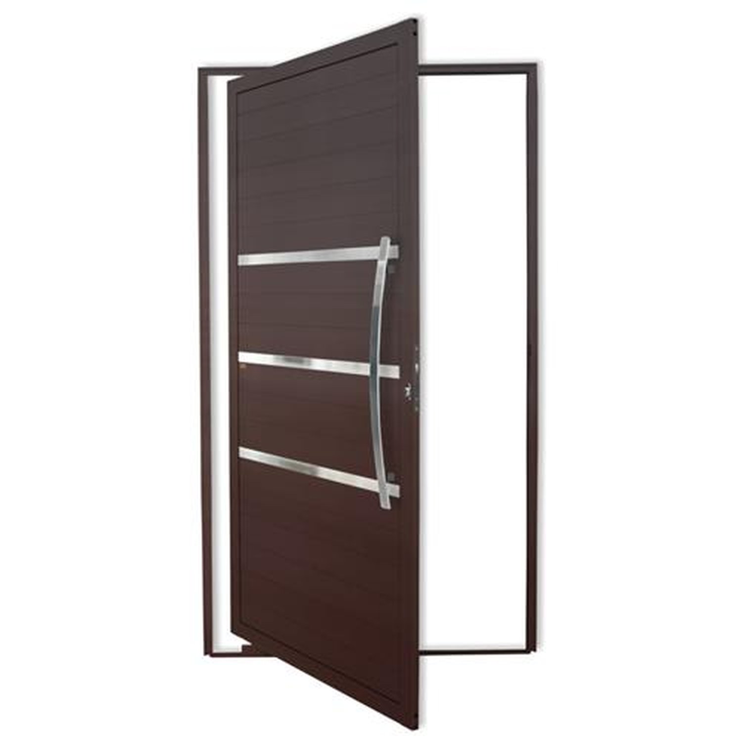 Porta Pivotante Lambril Evolution com Puxador Lado Direito Super Marrom Corten 100