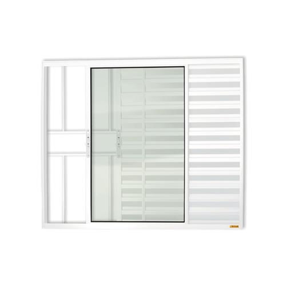 Veneziana Confort 3 Folhas com Grade 100 X 80 Vidro Liso Branco Brilhante