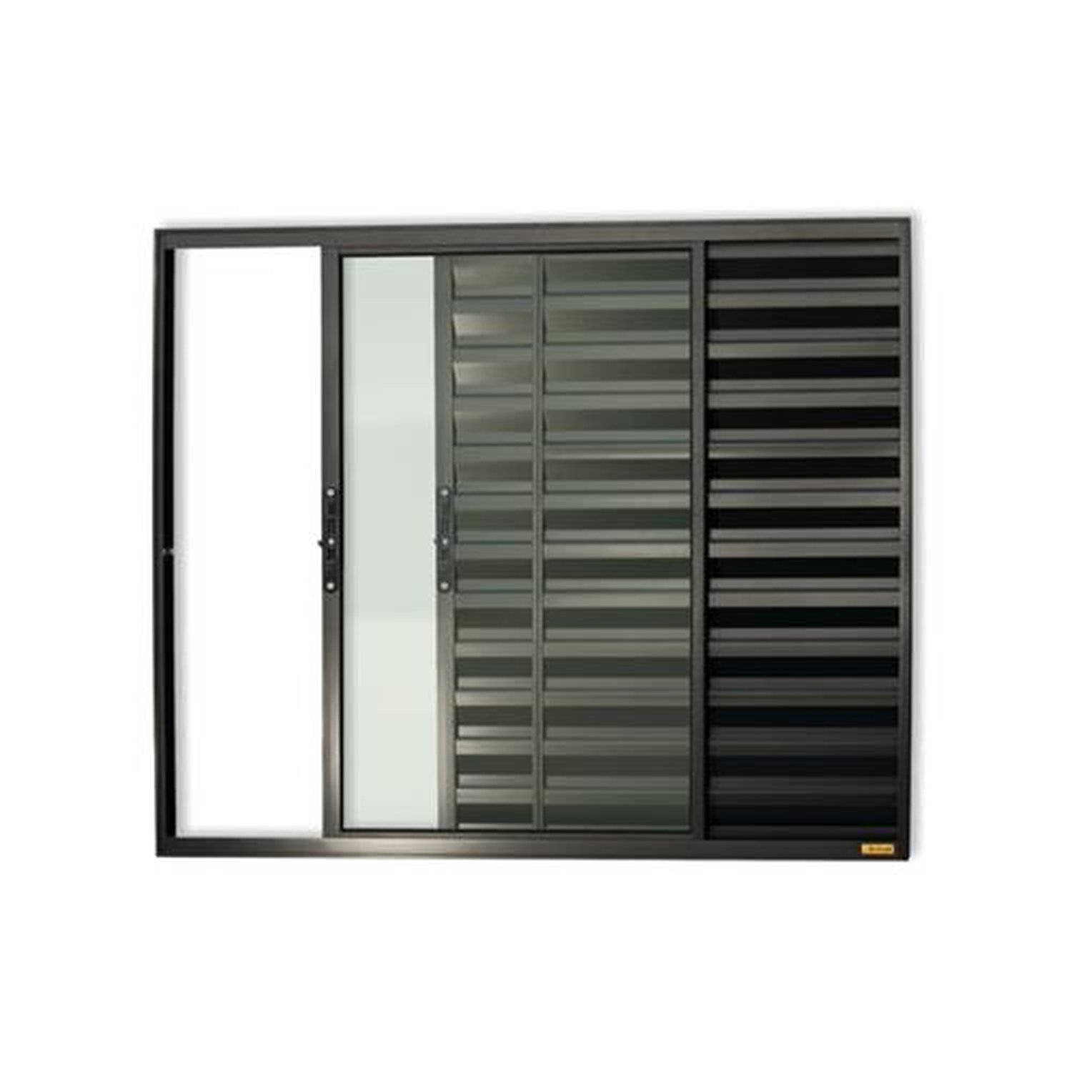 Veneziana Confort 3 Folhas 100 X 120 Vidro Liso Preto Acetinado