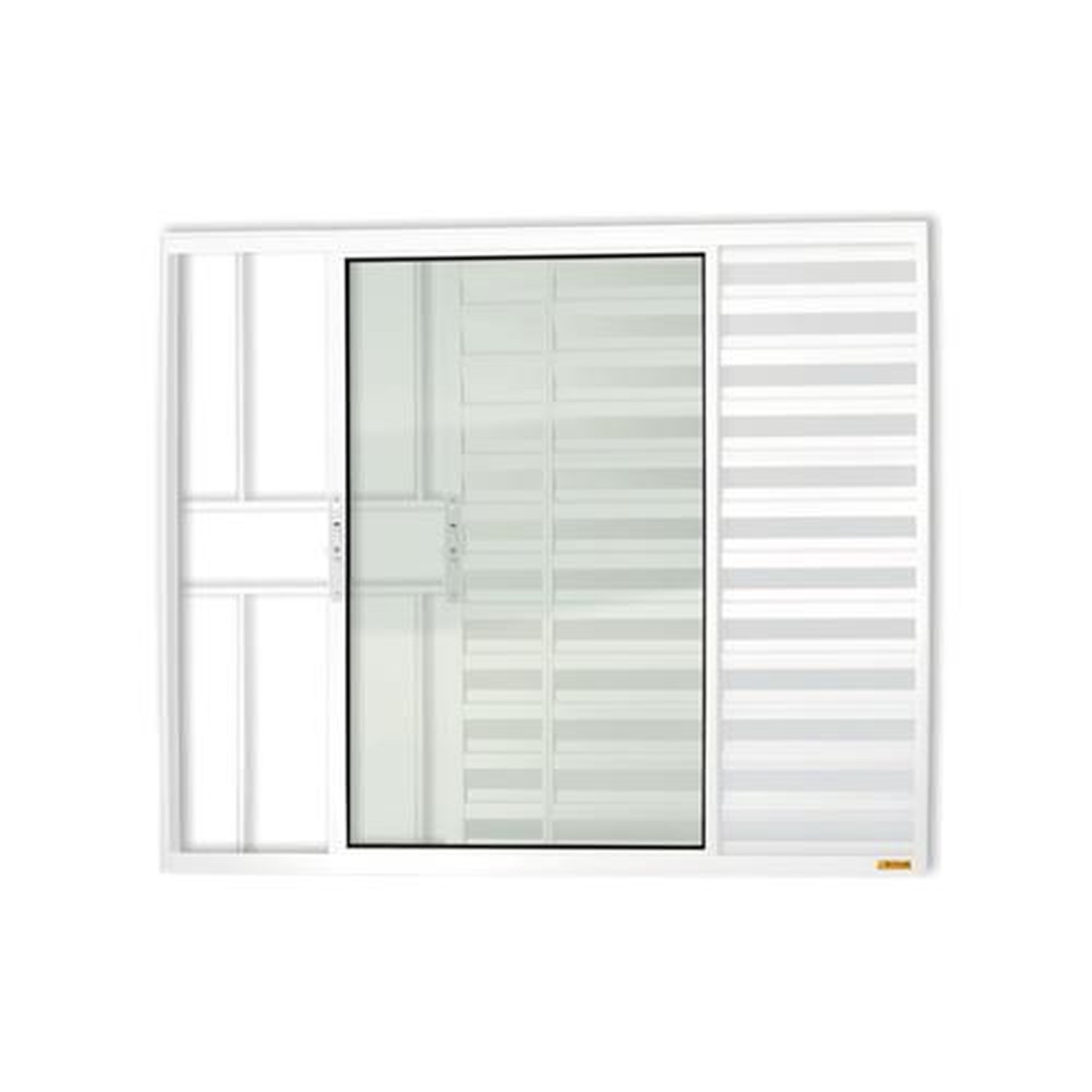 Veneziana Confort 3 Folhas com Grade 120 X 120 Vidro Liso Branco Brilhante