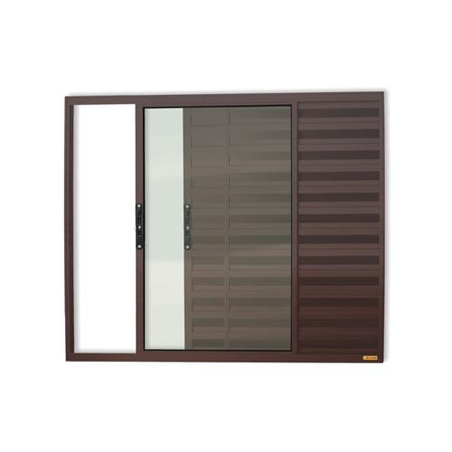 Veneziana Confort 3 Folhas 80 X 80 Vidro Liso Marrom Corten