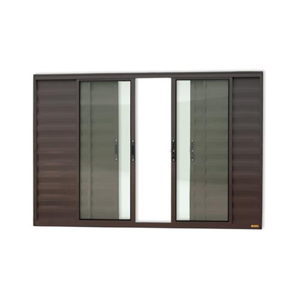Veneziana Confort 6 Folhas 100 X 100 Vidro Liso Marrom Corten