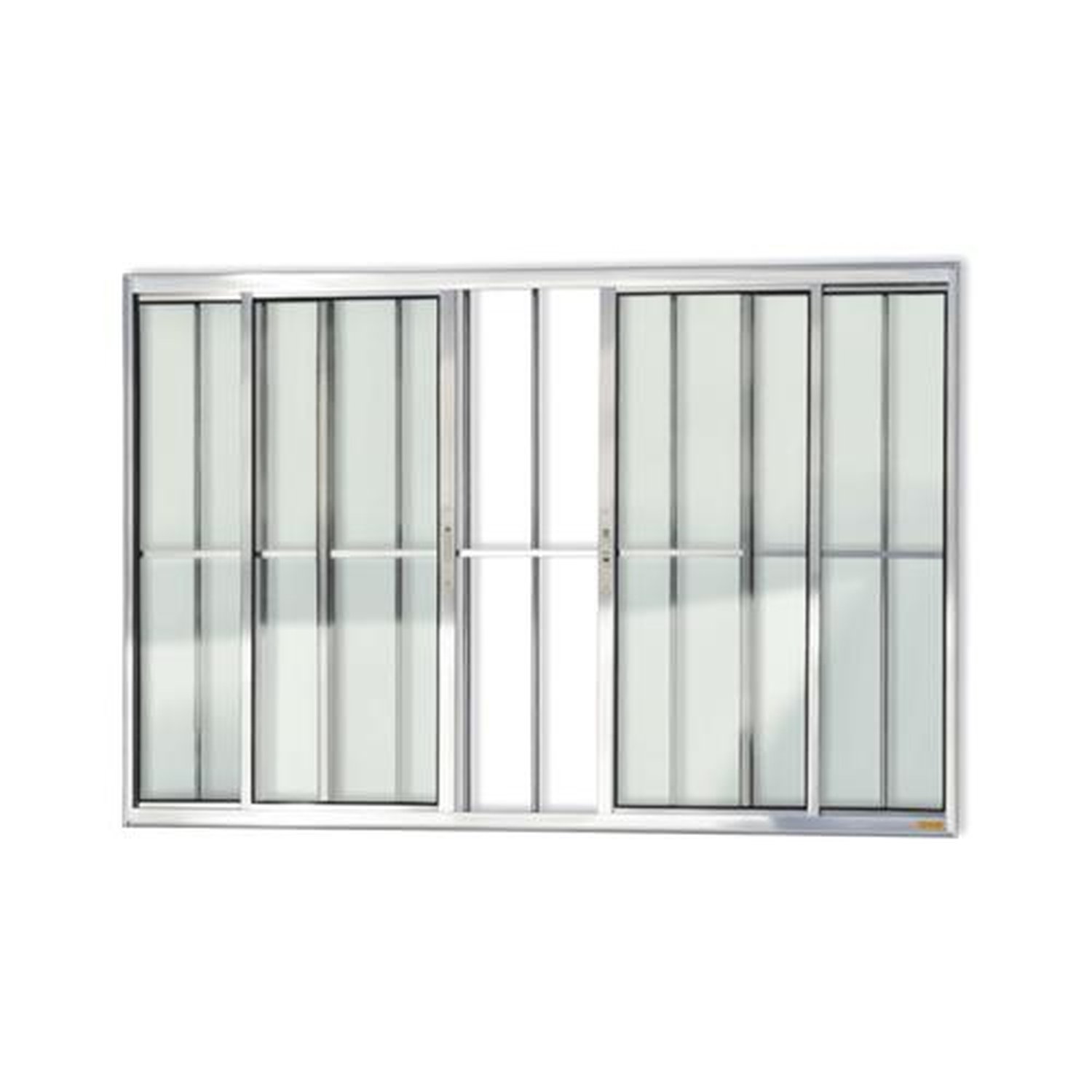Janela Confort 4 Folhas com Grade 100 X 100 Vidro Liso Anodizado Brilhante