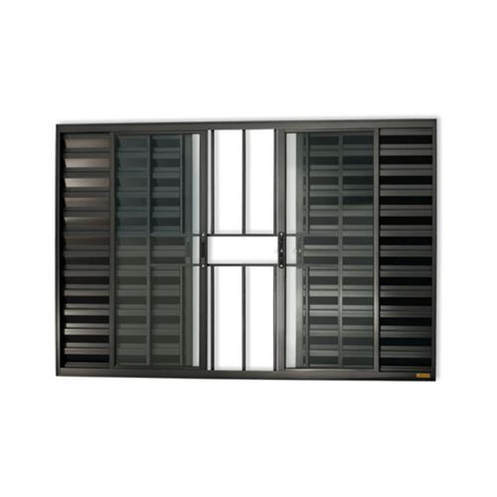 Veneziana Confort 6 Folhas com Grade 120 X 200 Vidro Liso Preto Acetinado