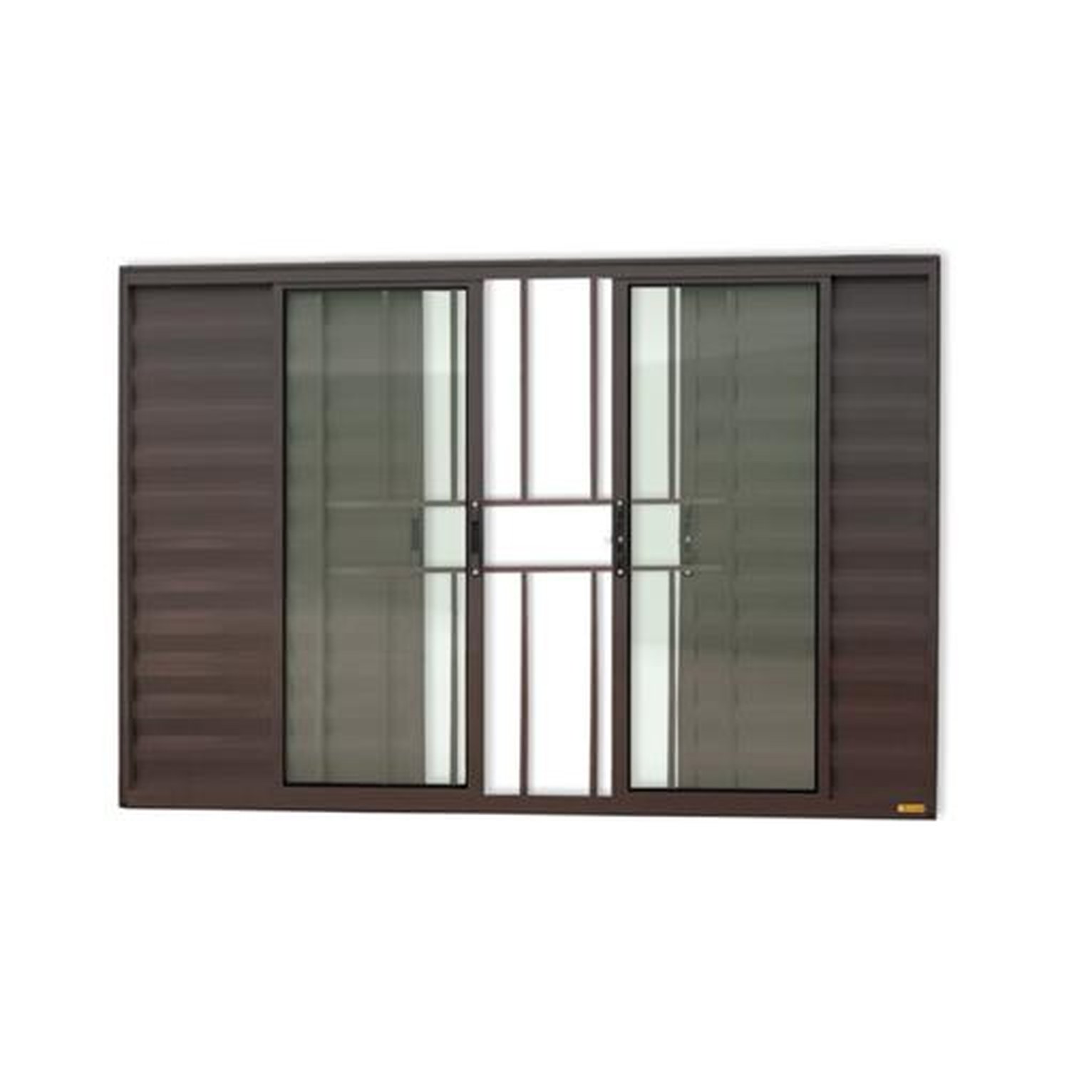 Veneziana Confort 6 Folhas com Grade 120 X 200 Vidro Liso Marrom Corten