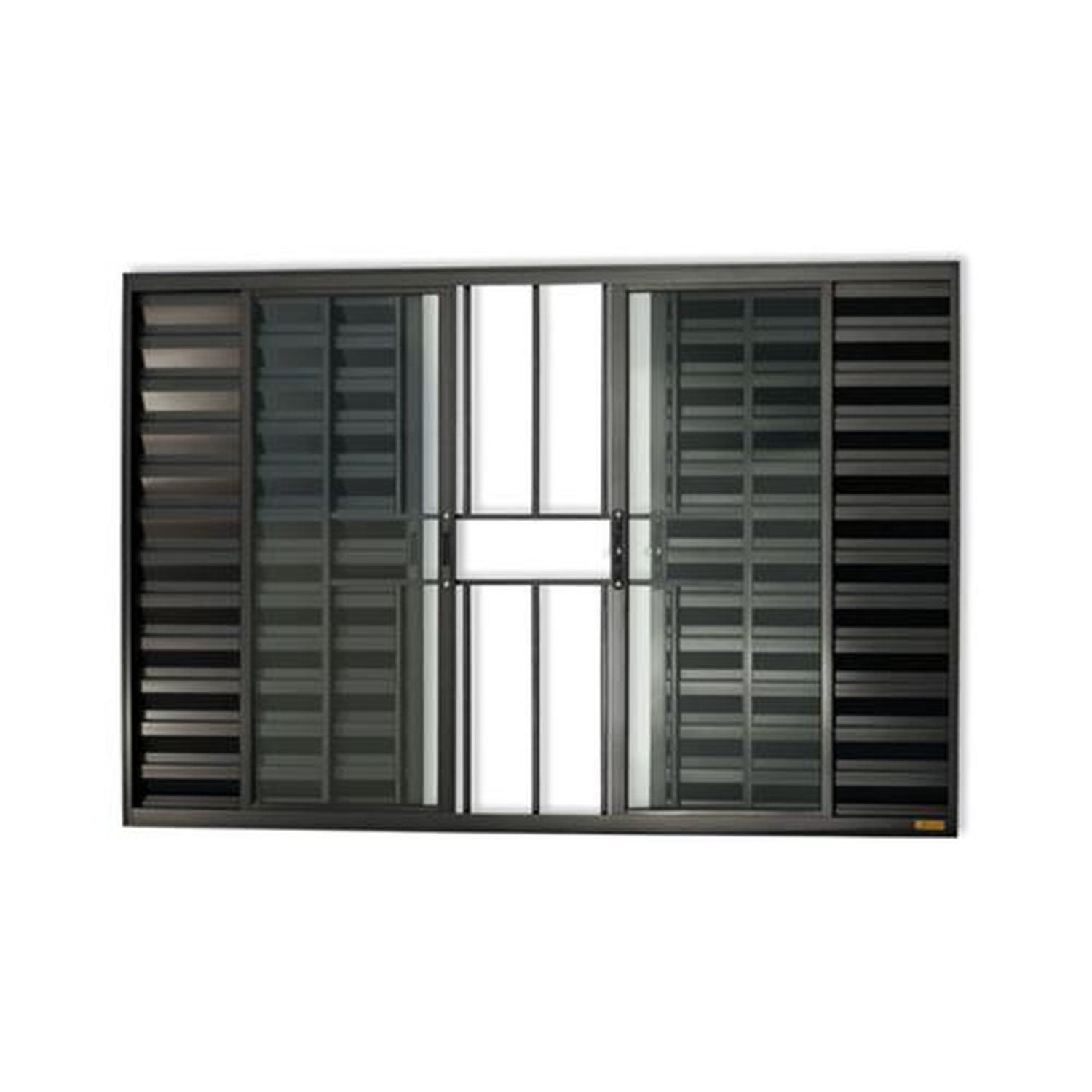 Veneziana Confort 6 Folhas com Grade 100 X 120 Vidro Liso Preto Acetinado