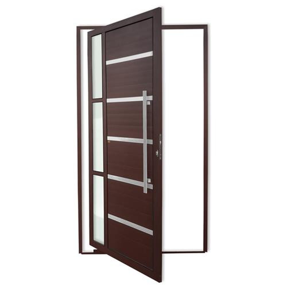 Porta Pivotante Lambril Miraggio com Puxador Lado Direito Super Marrom Corten 120